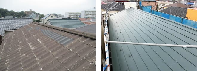 横浜市金沢区の屋根修理、屋根葺き替え例